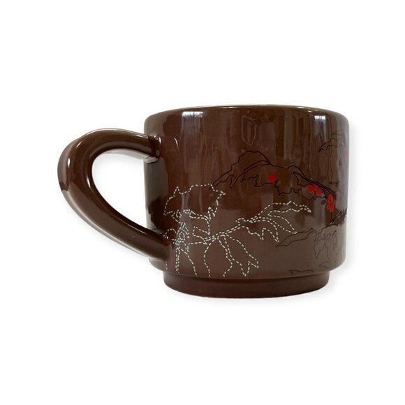 2009 Starbucks Brown Red Berries Holiday 10 Oz. Stackable Cups - Picture 4 of 8